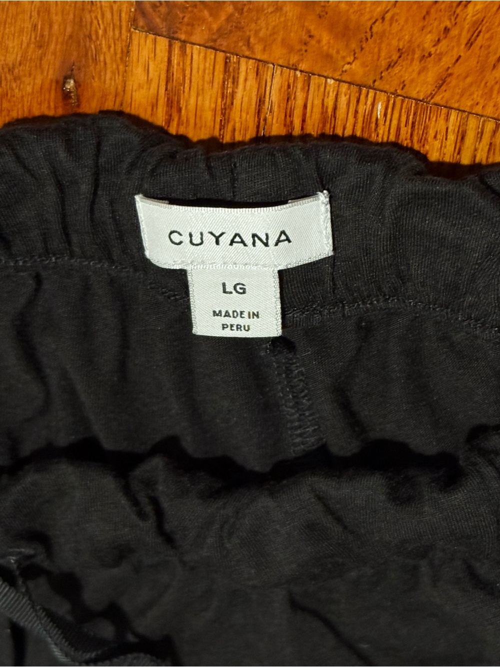 Cuyana Pima Cotton Sleep Shorts Black Elastic Large - Picture 2 of 3